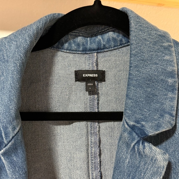 Express Denim Blazer Jacket with Button Details - Picture 2 of 5